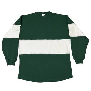 Spirit Jersey Sweatshirt SMALL Oversized Striped Colorblock Crew Neck Tee NWOT